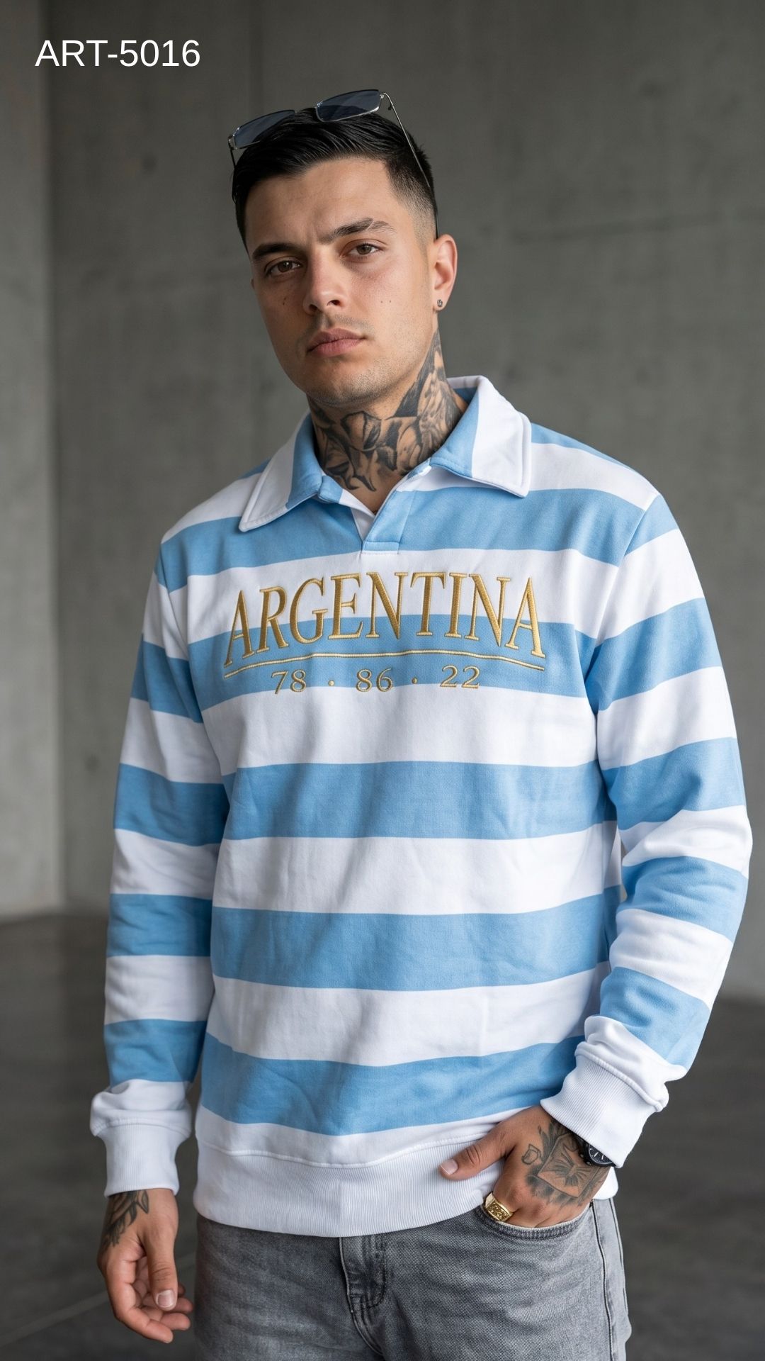 ART-5016 BUZO OVERSIZE DE ARGENTINA C/ BORDADO ART-5016 - Imagen 1